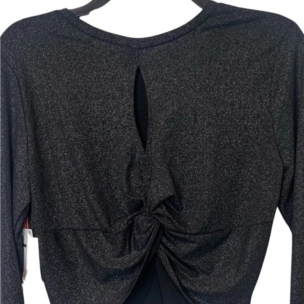 Nordstrom Open Edit Long Sleeve Cropped Knit Top Size Medium Open Back Holiday - Picture 4 of 9